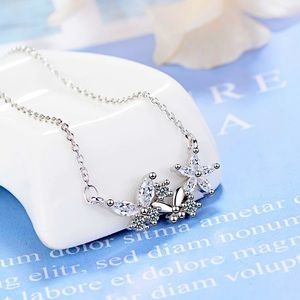 Sterling Silver 925 Flower Butterfly Necklace